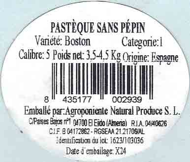 pasteque sans pepins  variete:boston origine espagne 8435177002939