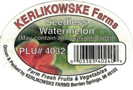 Kerlikowske Farms seedless watermelon plu #4032 003383402409 farm fresh fruits & vegetables