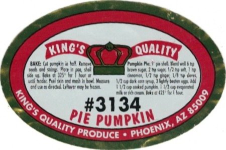 King s quality #3134 pie pumpkin king s quality produce phoenix, az 85009