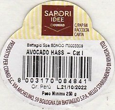 battaglio sapori idee conad c pap 84 raccolta carta avocado hass 8003170084841 or. peru