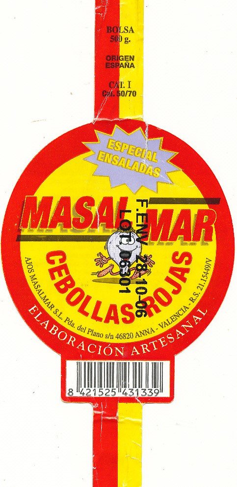 Masal mar cebollas rojas elaboracion artesanal 8421525431339