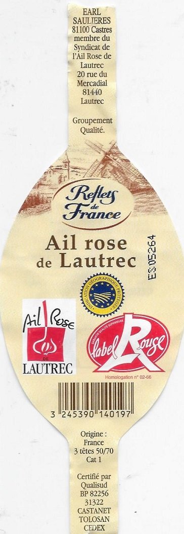 Reflets de france ail rose de lautrec label rouge origine france 3 tetes