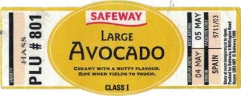 Safeway large hass avocado hass plu #801 origen spain