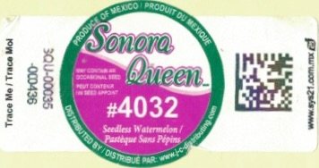 Sonora Queenproduce of mexico produit du mexique #4032 seedless watermelon pasteque sans pepins