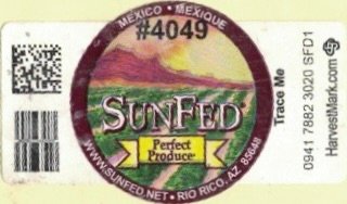 sun fed perfect produce mexico mexique #4049 trace me 0941 7882 3020 sfd1 harvestmark.com www.sunfed.net rio rico az 85648