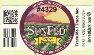 sun fed perfect produce mexico mexique #4329 trace me trace moi 91611696 8953 sfd1 harvestmark.com www.sunfed.net rio rico az 85648