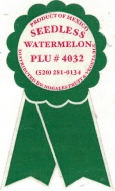 Product of mexico seedless watermelon plu #4032 distributed by: nogales fruits & vegetable