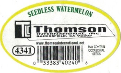 Thomson international inc. seedeless watermelon bakersfield ca 93307 4341 033383402406