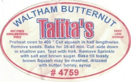 Talita s waltham butternut fat free cholesterol free very low sodium #4759