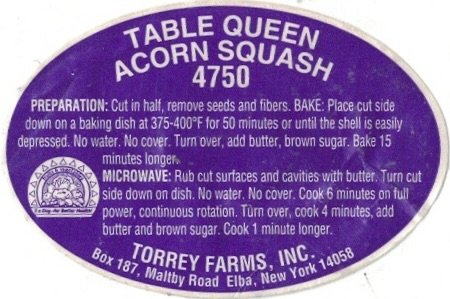 Table Queen acorn squash 4750 torrey farms inc. new york 14058