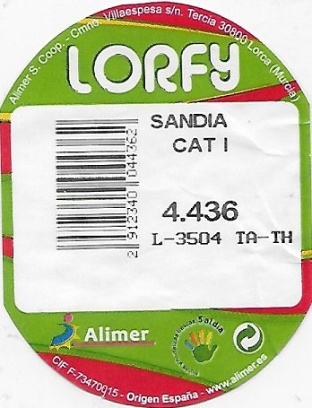 Lorfy alimer s. coop. villaespesa s/n tercia 30800 lorca (murcia) sandia cat 1 2912340044362 alimer