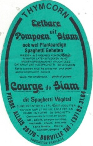 Thymcorn eetbare pompoen uit siam ook wel plantaardige spaghetti geheten courge de siam dit spaghetti vegetal pierre allais 28170 borville production franc
