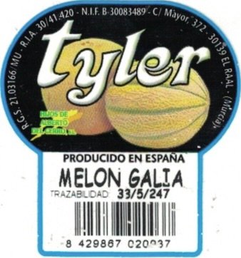 Tyler producido en espana melon galia trazabilidad 33/5/247 8429867020037