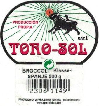 Toro-sol produccion propia cat. 1 broccoli klasse-1 spanje 500g 23061149 producido en espana lorca (murcia)