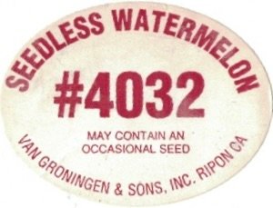 Van Groningen & Sons inc. seedless watermelon #4032 may contain an occasional seed ripon ca