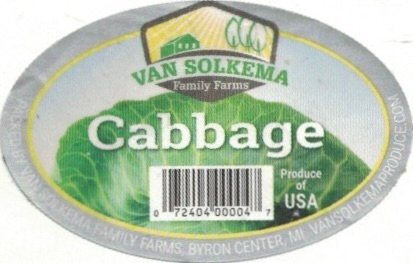 Van Solkema family farms cabbage produce of usa 07240400007