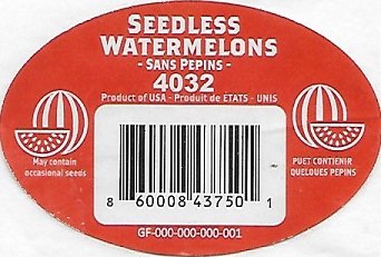 Seedless watermelons sans pepins 4032 produit des etats unis 860008437501
