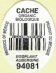 Cache organic biologique produce of mexico produit du mexique eggplant aubergine 94081