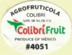Colibri fruit agrofruticola colibri spr de rl de cv produce of mexico #4051
