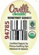 Covilli organic honeynut squash 94785 certified organic by primus auditing ops produce of mexico