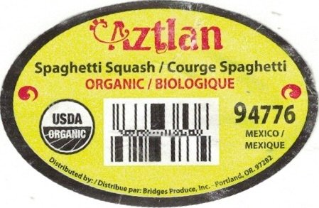 Aztlan spaghetti squash courge spaghetti organic biologique usda organic 94776 mexico mexique