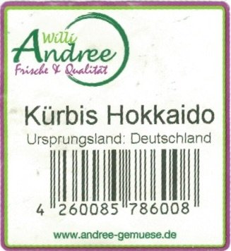 Willi Andree frische & qualitat kurbis hokkaido ursprungsland: deutschland 426008578008 www.andree-gemuse.de