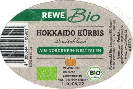 Rewe bio hokkaido kurbis deutschland 4388844180901 aus nordhein westfalen #0320