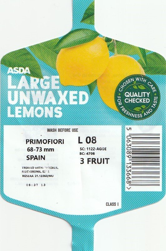 asda large unwaxed lemons