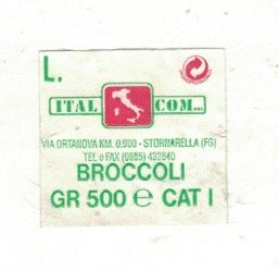 Italcom srl via ortanova km. 0.900 stornarella (fg) broccoli gr 500 e cat 1