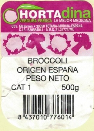 Hortadina broccoli origen espana peso neto cat 1 500g 8437010776014