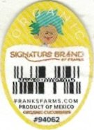 Signature Brand organics by franks franksfarms.com product of mexico organic cucumbers #94062