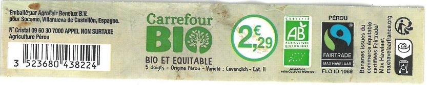 carrefour bio bio et equitable 5 doigts origine perou 3523680438224 flo id 1068