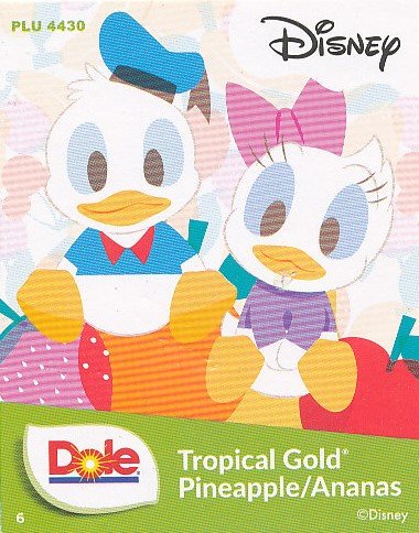 Dole plu 4430 disney 6 tropical gold pineapple/ananas produit du costa rica 643126072065 C6