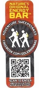 Dolebananas nature s original energy bar adventure sweepstakes facebook.com scan to enter and for official rules no purchase necessary