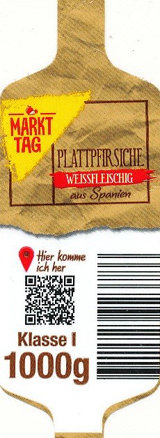 Markt tag plattpfirsiche weissfleissig aus spanien klasse I 1000g