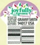 Joyfully grown by chelan fresh organic granny smith 94017 usa
