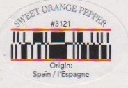 sweet orange pepper #3121 origin: spain / espagne