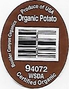 Boulber canyon organics potato produce of usa 940720wsda certified organic
