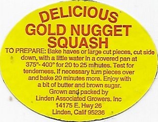 Delicious gold nugget squash linde calif 95236