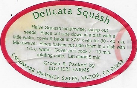 Delicata squash grown & packed by bigleri farms landmark produce sales victor ca 95253