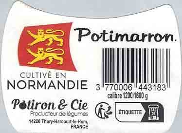 potiron & cie potimarron cultivé en normandie 3770006443183 calibre 1200/1600g