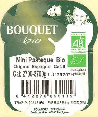 bouquet bio mini pasteque bio origine espagne 8412276655112