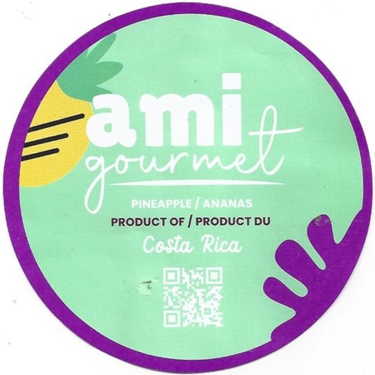 ami gourmet pineapple/ananas product of/product du costa rica 7443022050005 www.grupoacon.com