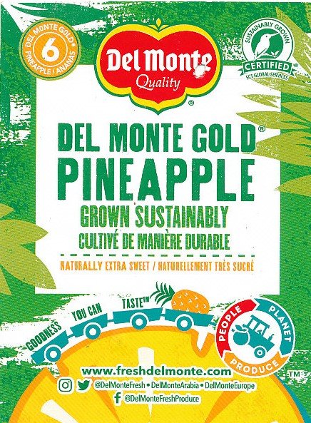 Del monte quality gold pineapple grown sustainably 6 product of costa rica 5050372116002