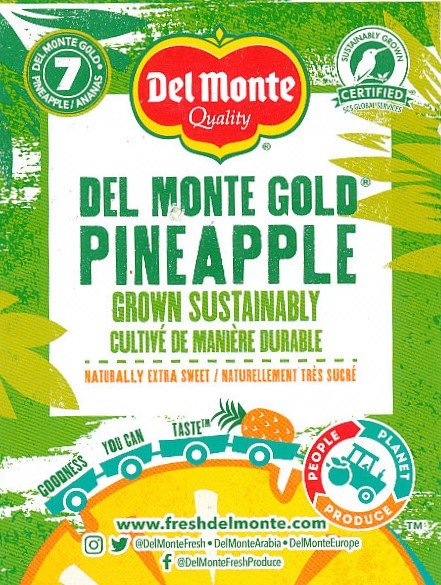 Del monte quality gold pineapple grown sustainably 7 product of costa rica 5050372117009
