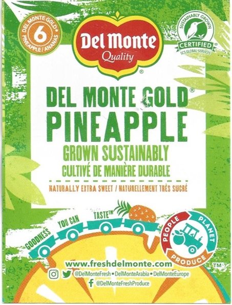 del monte quality gold pineapple grown sustainably 6 product of costa rica 5050372116002