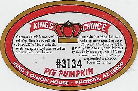 King s choice #3134 pie pumkin king s onion house phoenix az 85009