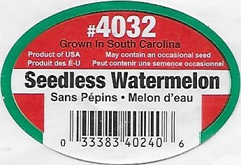 Seedless watermelon #4032 grown in souith carolina product of usa 033383102406