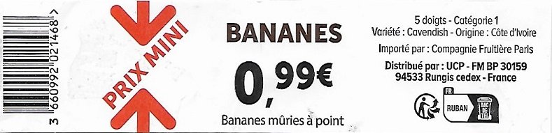 Bananes 0,99€ bananes muries a point prix mini 3660992021468 origine cote d ivoire