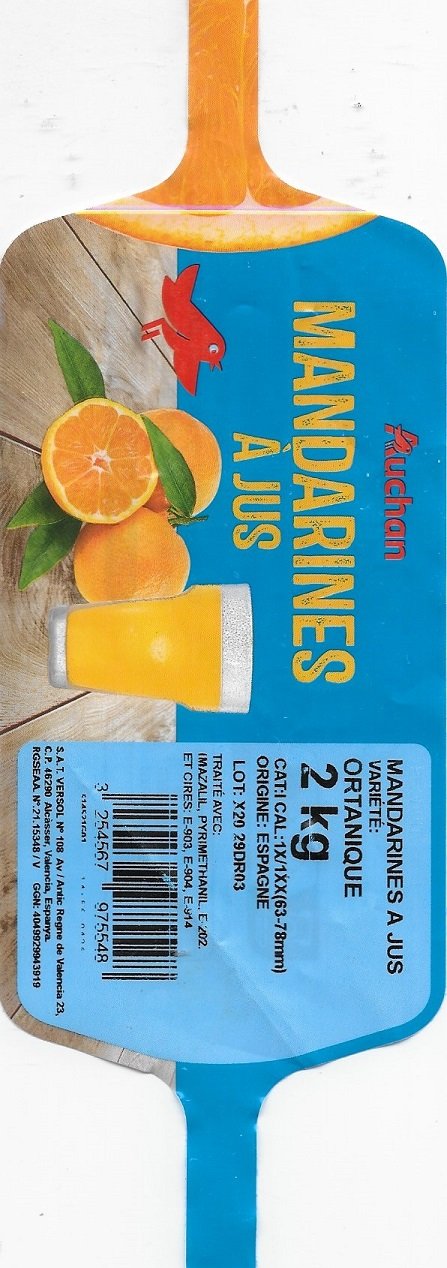 Auchan madarines a jus 2kg origine espagne 3254567975548